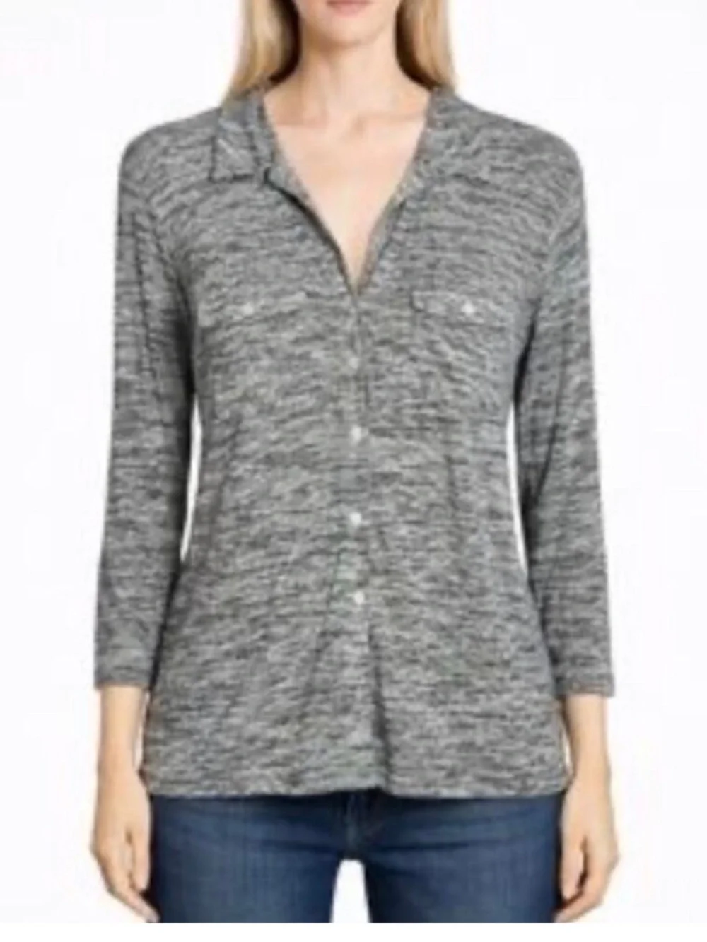 James Perse Button Front Shirt Heathers Space Dye Gray Size 2/ Medium